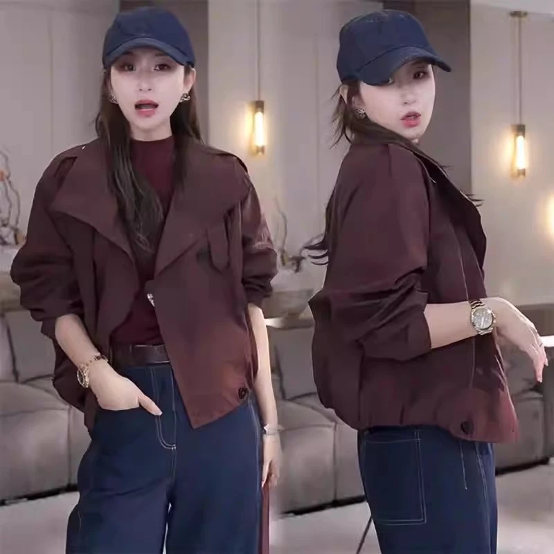 卡其色短款风衣外套女2025秋季新款高级感百搭小个子休闲夹克上衣