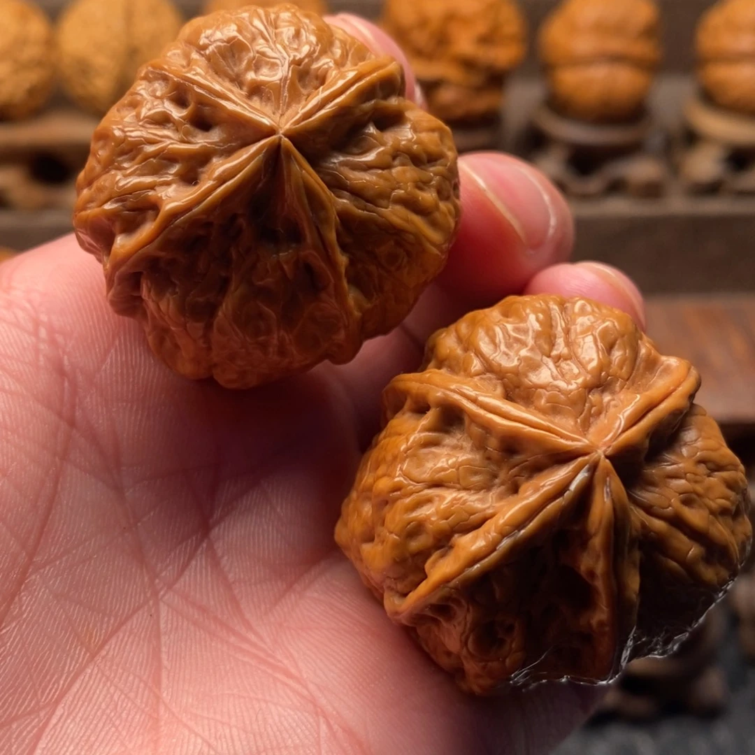 把件文玩核桃木纹四棱39尺寸