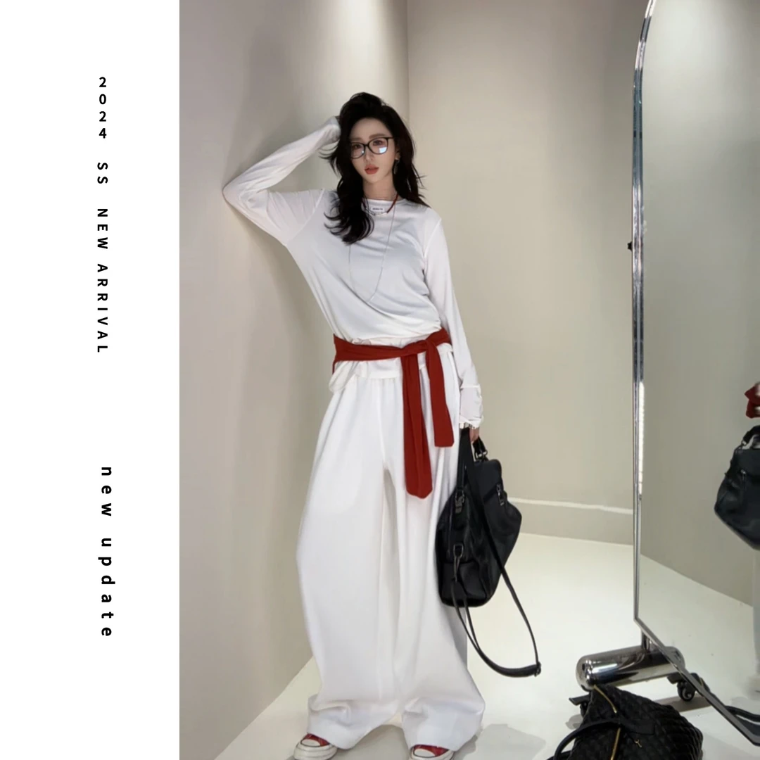 现货【颖子定制】设计感时尚休闲百搭慵懒长袖T恤 6433