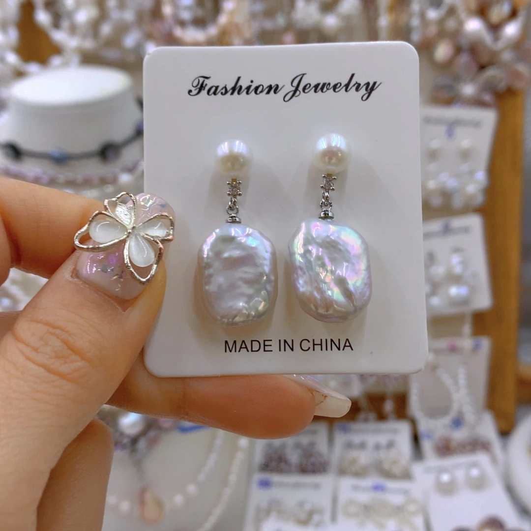 淡水珍珠耳饰银S925镶嵌