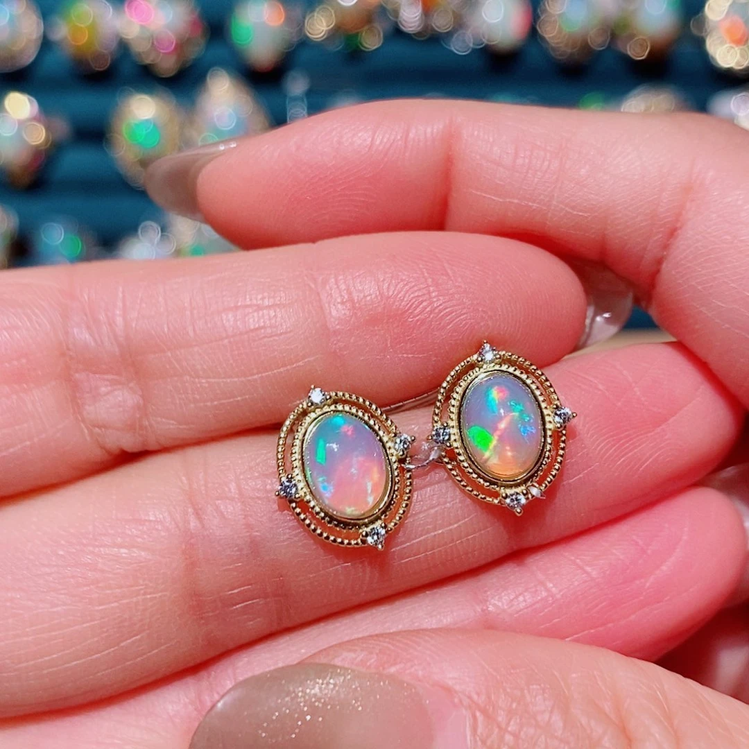 欧泊银S925镶嵌耳饰