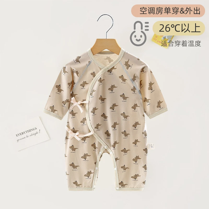 夏季婴幼儿蝴蝶衣系带爬服哈衣天丝莱赛尔男女宝宝空调服薄款BZM