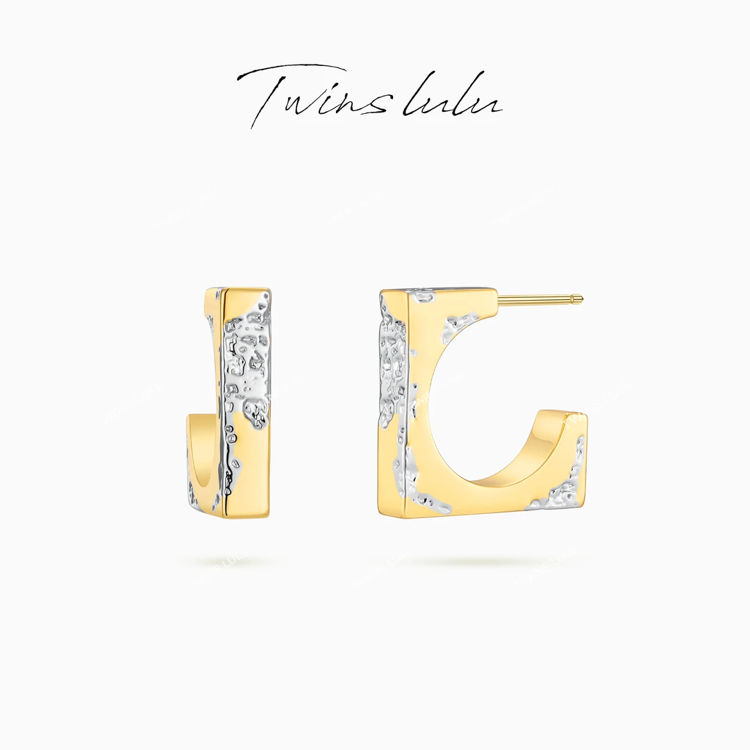 TWINS LULU 【熔岩】圣诞节 时尚百搭肌理感几何半圆耳环TSL2364