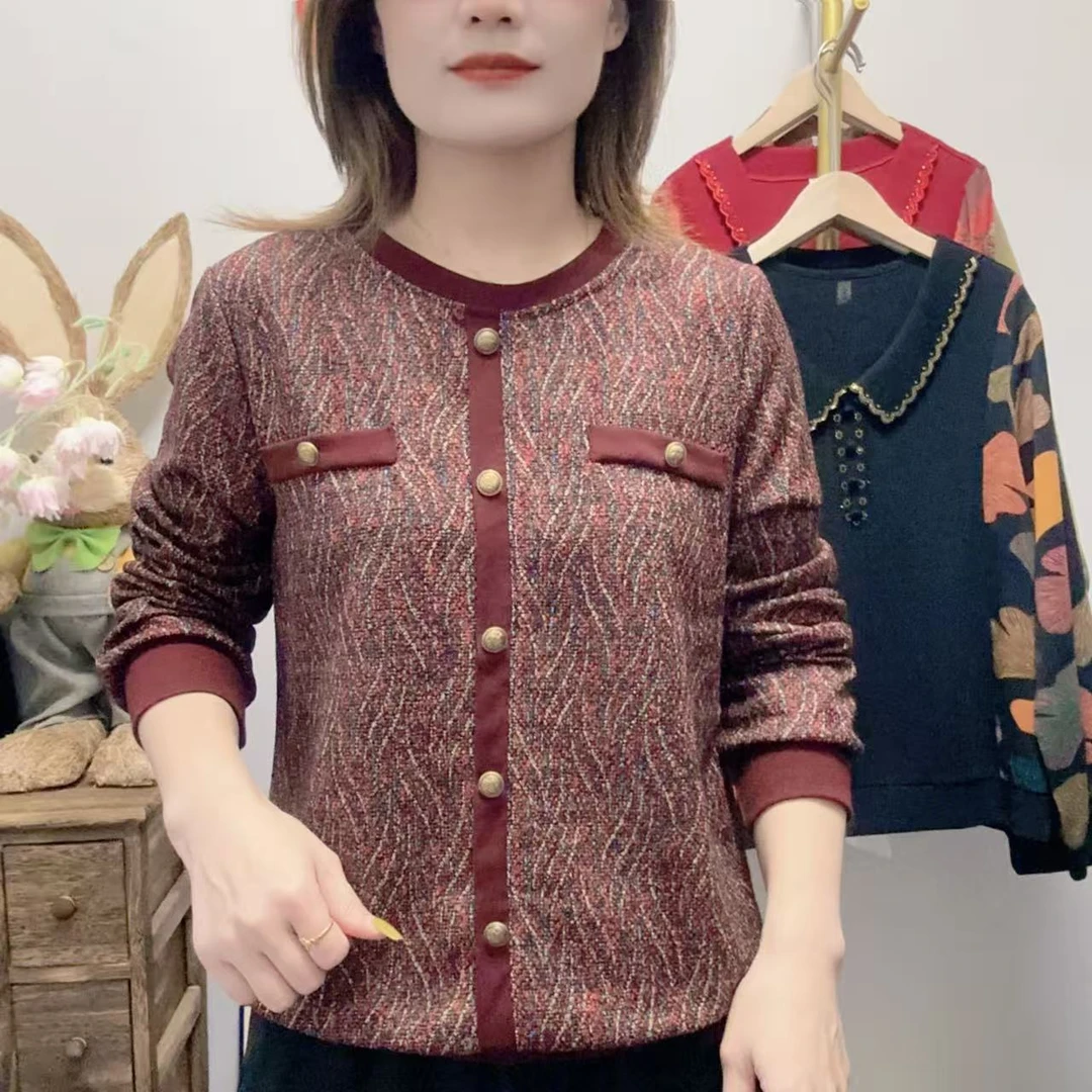 【丽姐家】秋季新款妈妈装网红秋冬短款中老年女装女装上衣