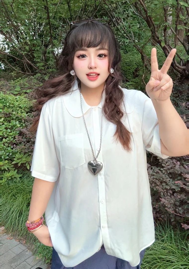 LIN/小美很忙【冰凉一夏】2025年夏季新款胖m薄款衬衫WLL433