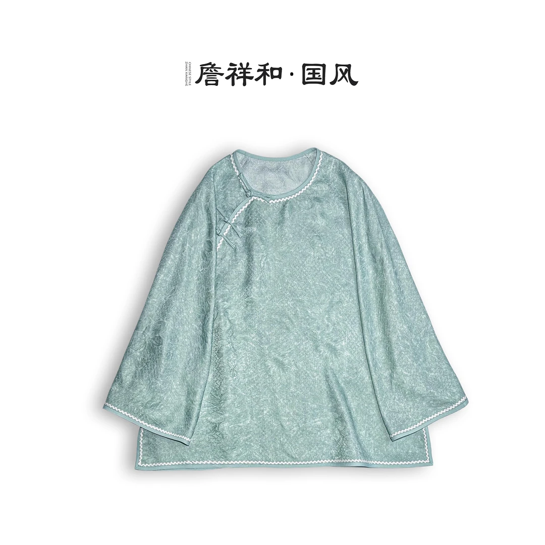 『瓷青』詹祥和·复古新中式桑蚕丝手工高定日常时尚上衣