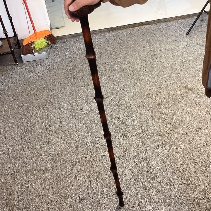 铜行**此筇竹拐杖拐杖竹根款