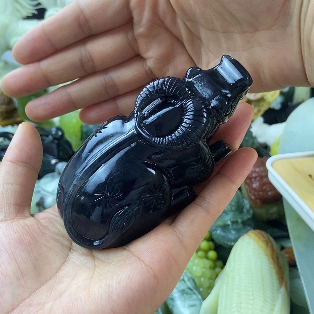 吉***、蛇纹石玉未镶嵌手把