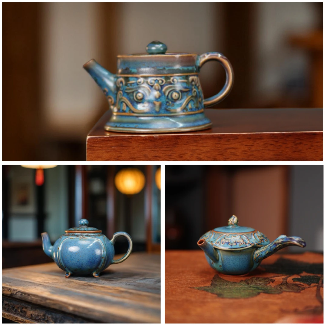 神垕镇原产地钧瓷 小窑炭烧壶 手工茶壶