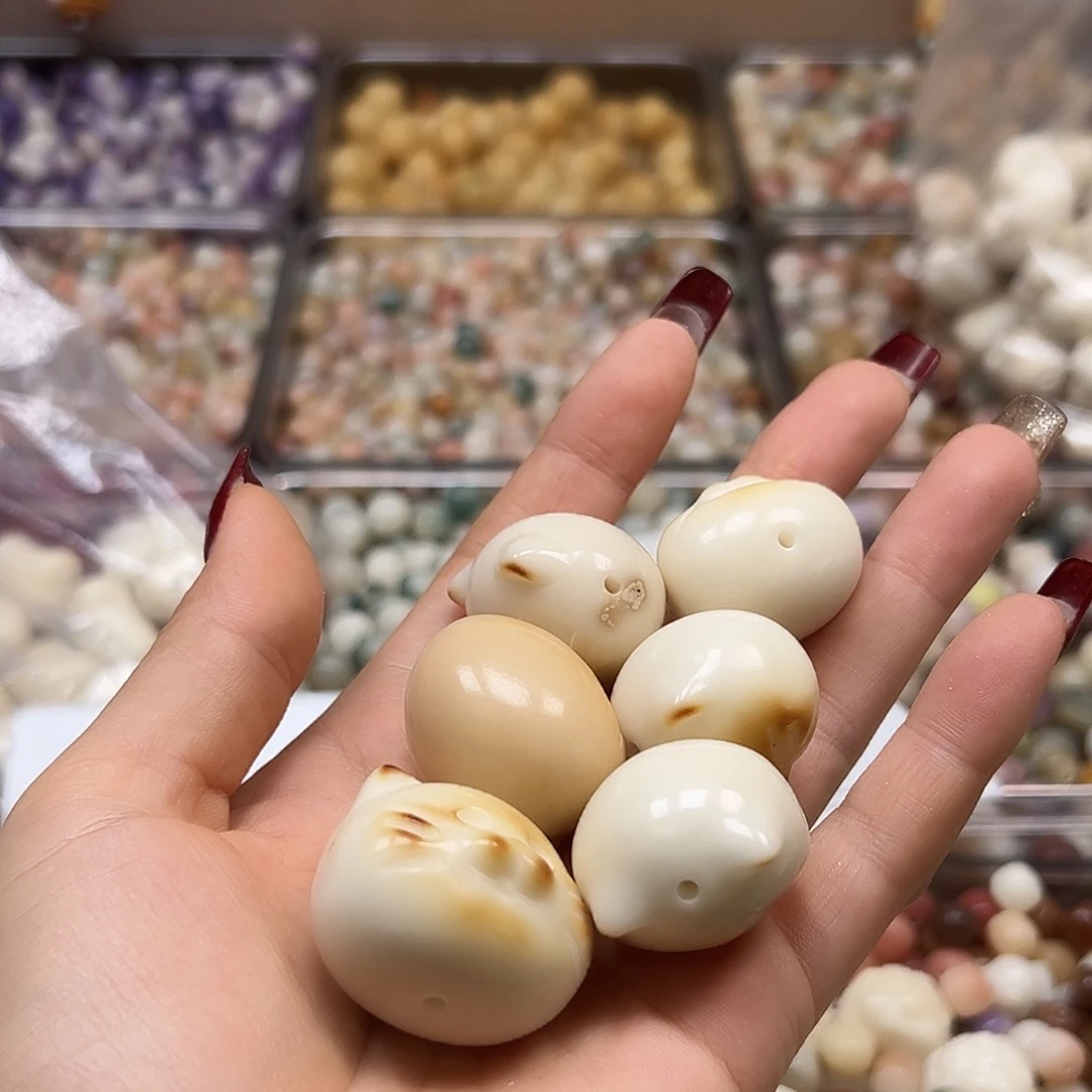 手串菩提根/象牙果瑕疵炭烤胡须猫7颗有裂