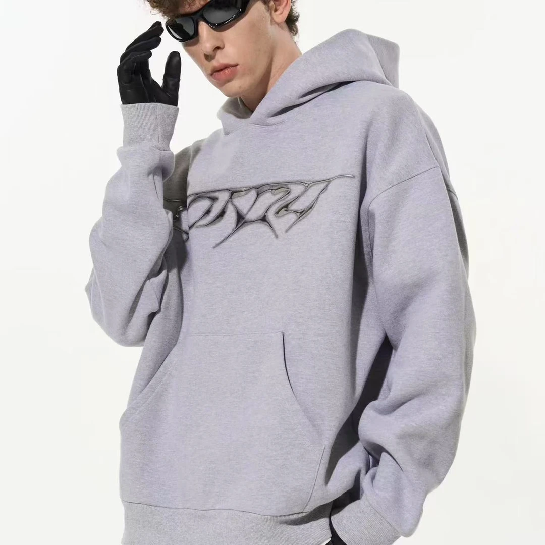 6-15-16 LO 24新款潮牌情侣款图案印花加绒加厚连帽卫衣 W4011