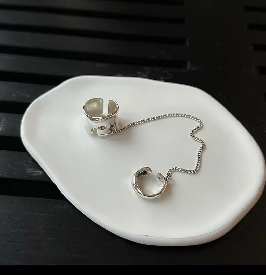 非金属仿珍珠戒指 LULU 925时尚小众设计感十足独特连戒9081