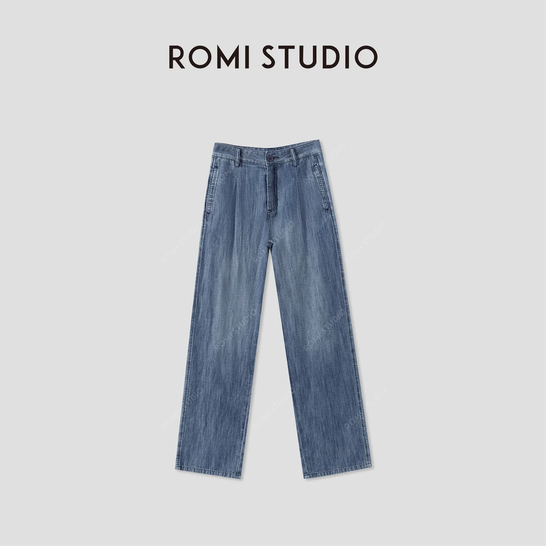 ROMI STUDIO“汉麻牛仔”汉麻棉混纺复古轻薄直筒牛仔裤 RWCSXD3141