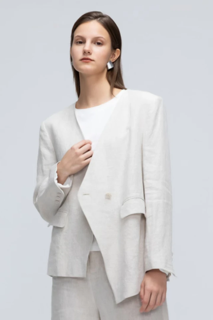 PAJANI/帕佳妮亚麻不规则设计款外套气质简约时尚女春秋PM3W7021