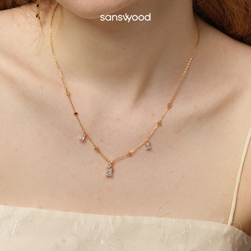 sanswood 链子925银 《极光方糖》纯银轻奢高级感设计小众节日送礼
