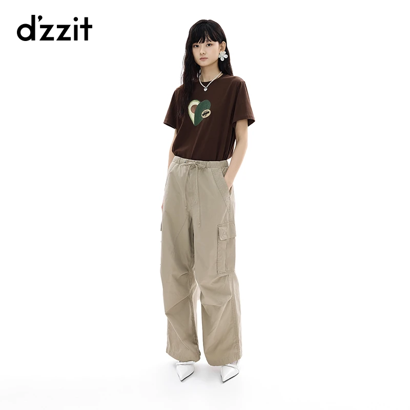 【刘浩存同款】dzzit地素休闲裤夏季纯棉水洗工装裤子女3J2Q4201N