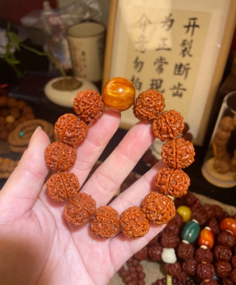 六瓣半玉化盘龙蜂窝大金刚手串19-20mm琉璃金刚菩提