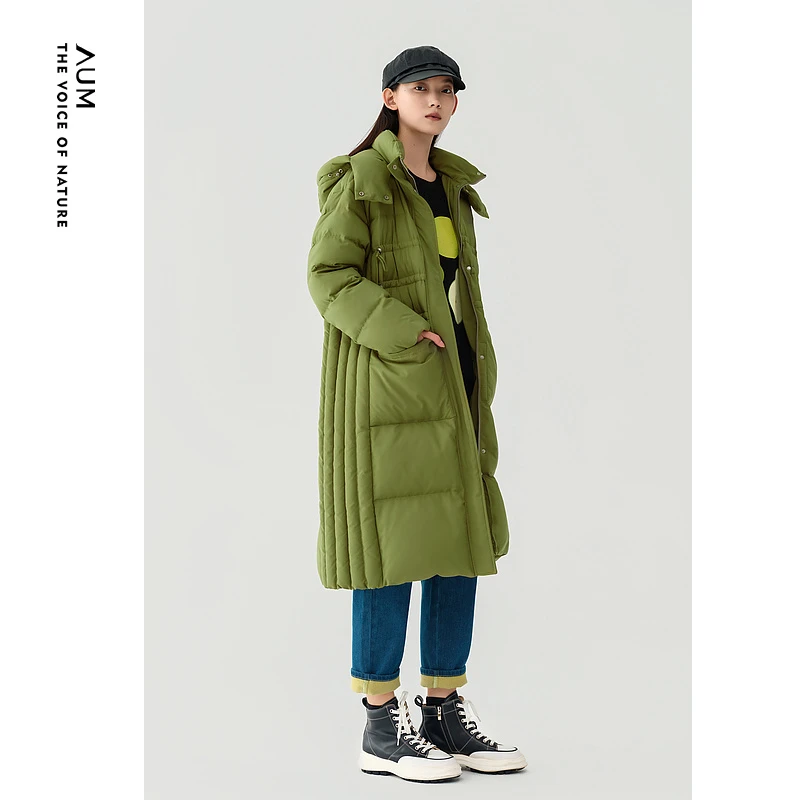 【艾钱钱精选】AUM/噢姆宽松绿色保暖高腰加厚羽绒服MCCX4806Y