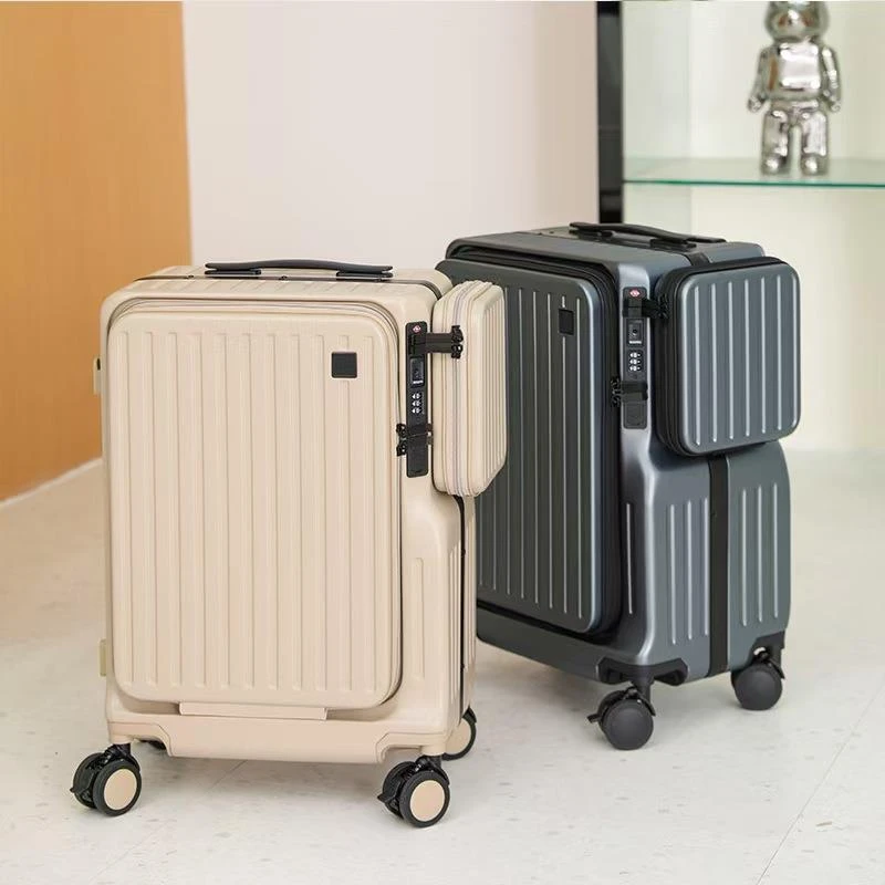 FAVMARTHA前开口行李箱女新款多功能旅行箱20寸减震登机箱男商务