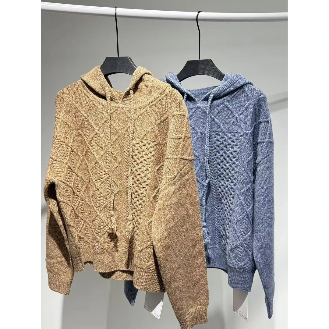 女款保暖宽松花纱连帽抽绳上衣DQ-QM9018