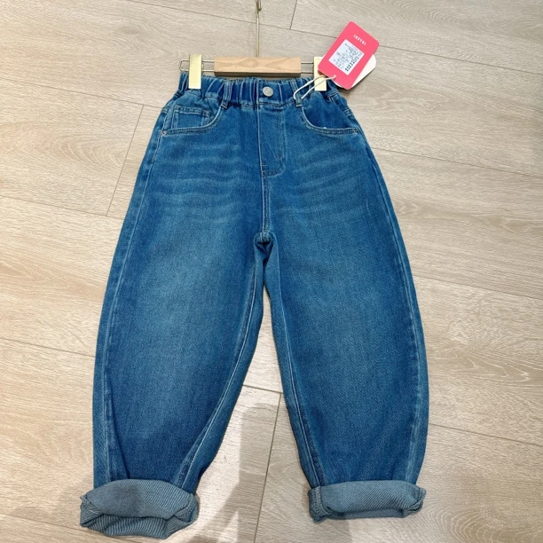 《丁丁优选》2628小智春秋装男女中大童原色牛仔裤宽松休闲老爹裤