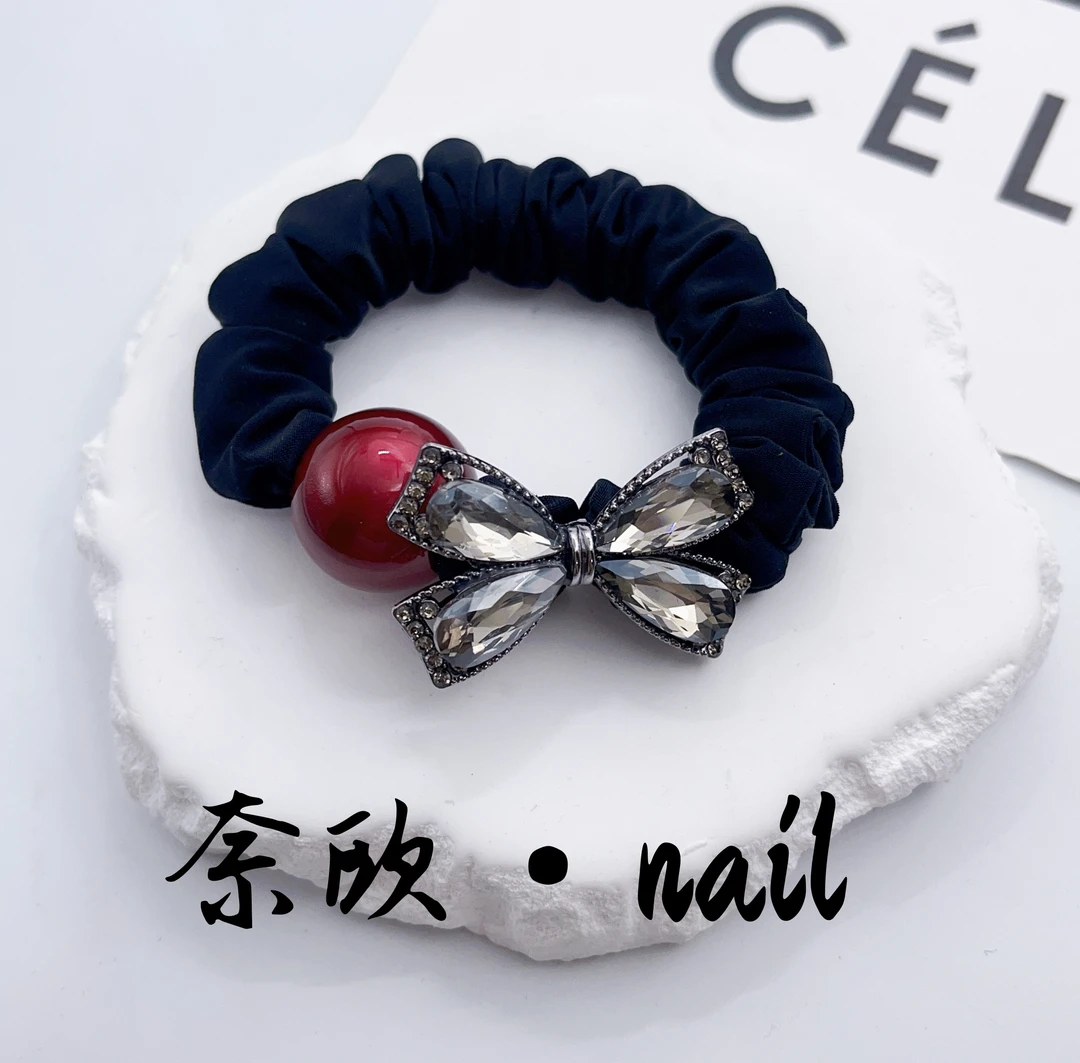 【奈欧·NAIL】设计师系列8855安可拉红蝴蝶结头绳新年红色发圈