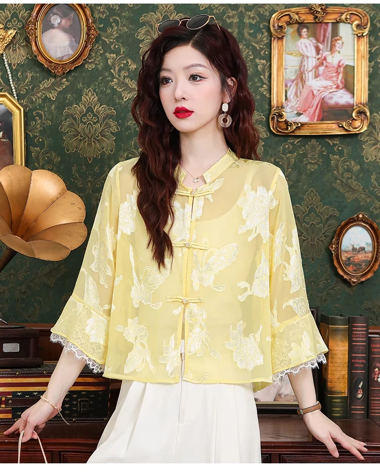 唐装女装中国风款防晒开衫外搭复古盘扣罩衫上衣夏新中式外套816