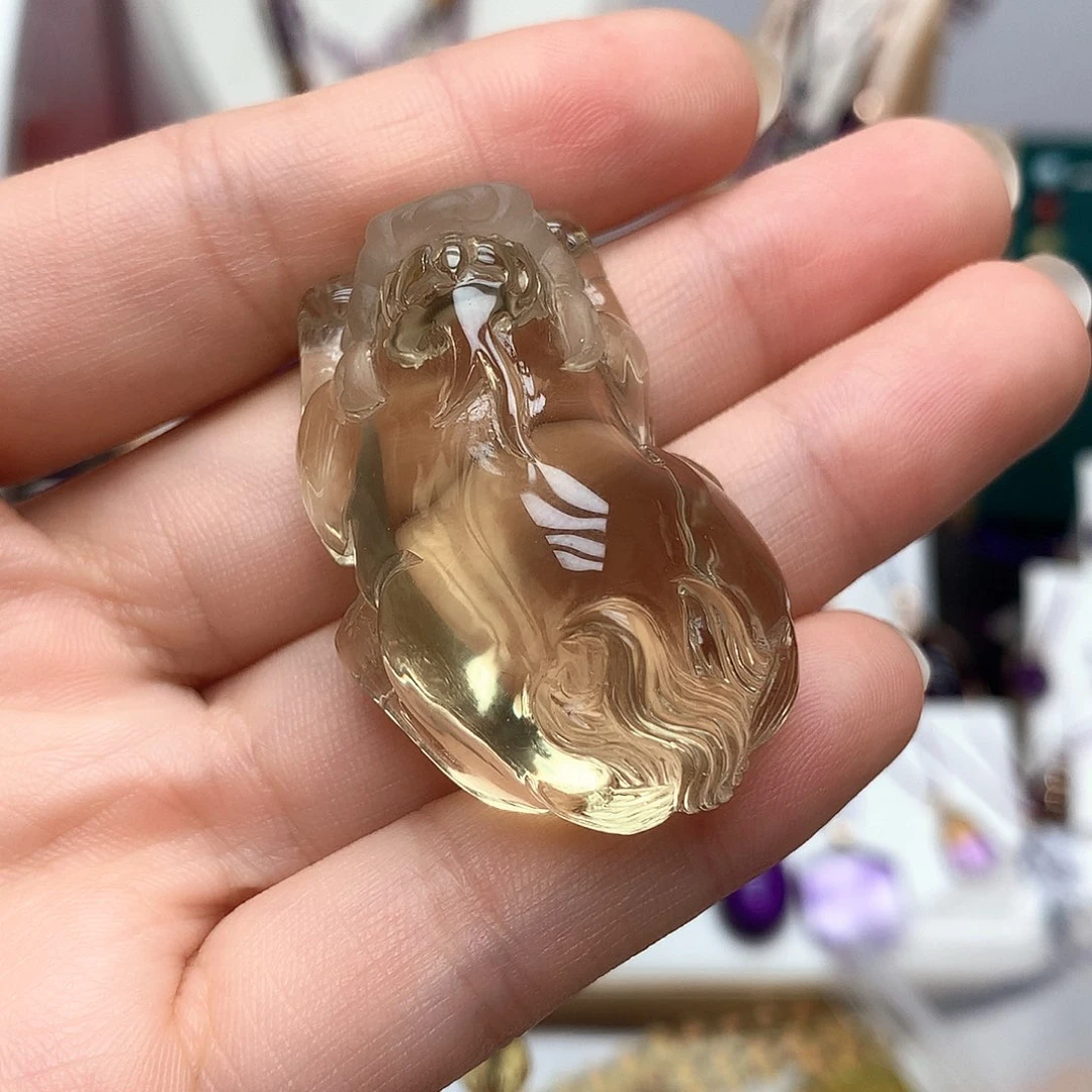 紫***檀未镶嵌颈饰黄晶貔貅吊坠