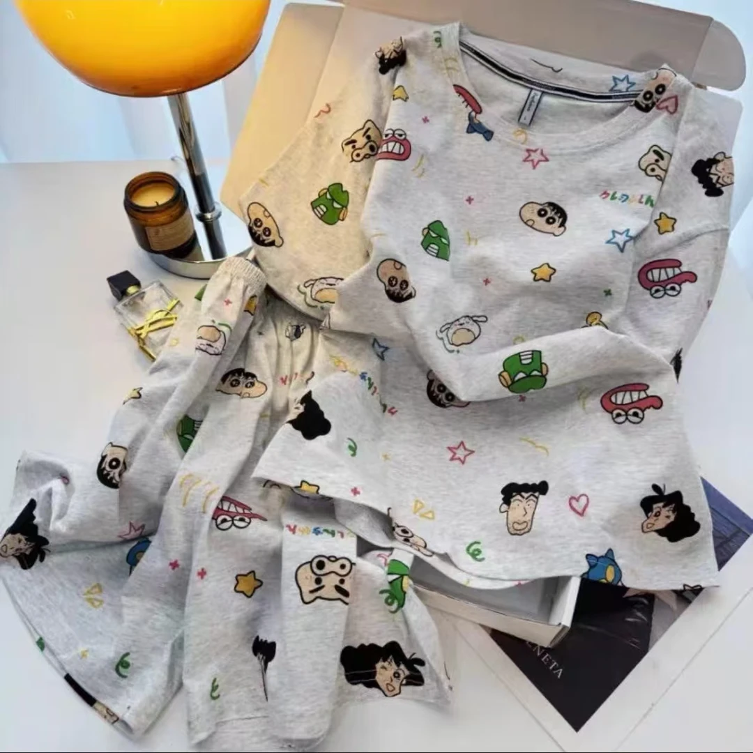 2025新款夏季睡衣女士莫代尔蜡笔小新短袖短裤可外穿套装