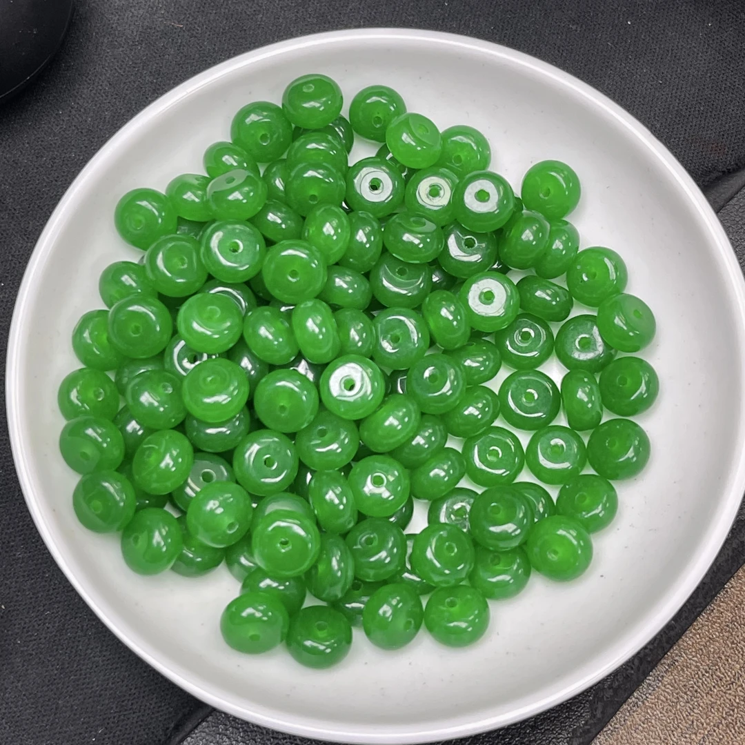 天然珠宝玉石 冰阳绿算盘珠散珠A194  5*8  40颗（赠弹力绳）