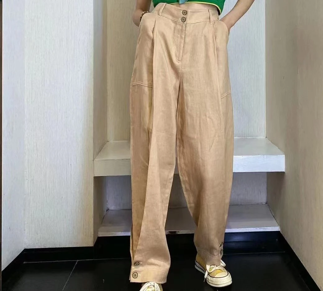 No退换 5100253 高腰亚麻裤装