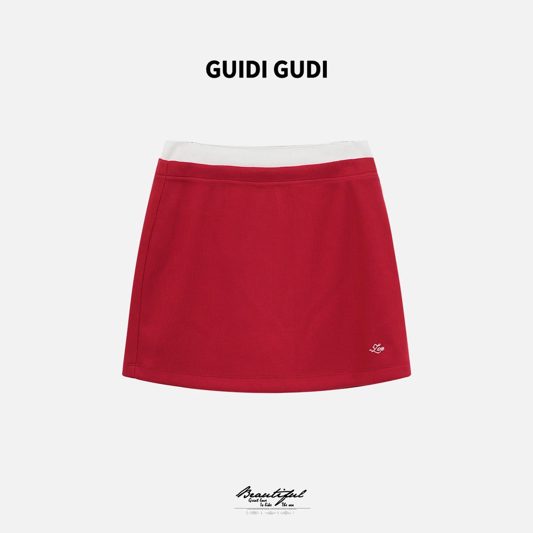 GUIDI GUDI【青涩懵懂】黄加蓝气质休闲百搭短半裙