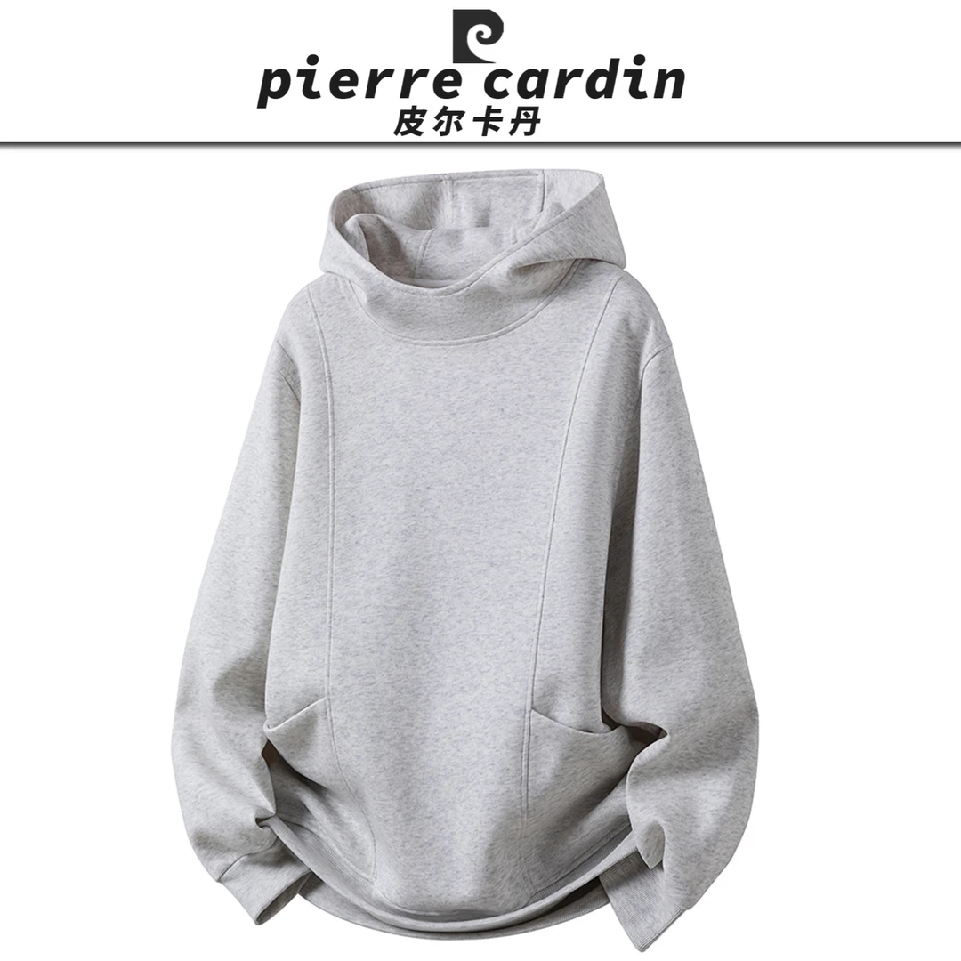 皮尔卡丹【官方】连帽卫衣男秋季新款痞帅套头重磅上衣休闲百搭外套