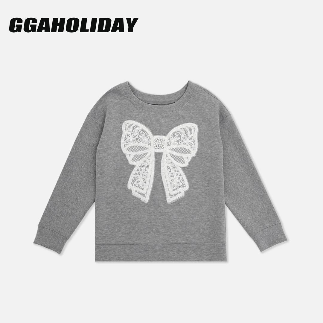 GGAHOLIDAY秋冬时尚休闲宽松百搭简约洋气拼接长袖宽领T恤-153175