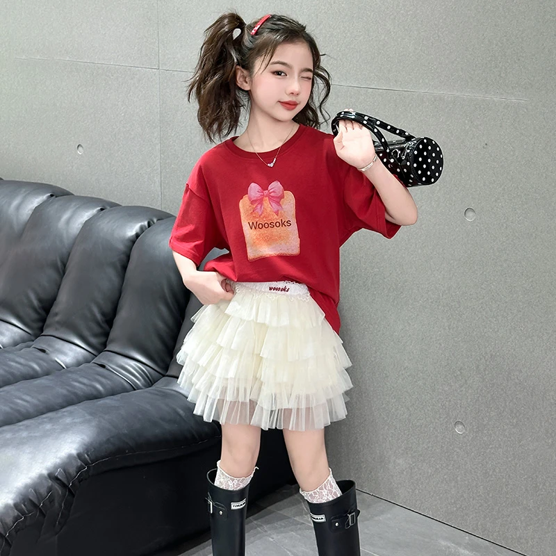 女大童夏装连衣裙2025新款洋气时髦裙子女孩夏季短袖半身裙两件套