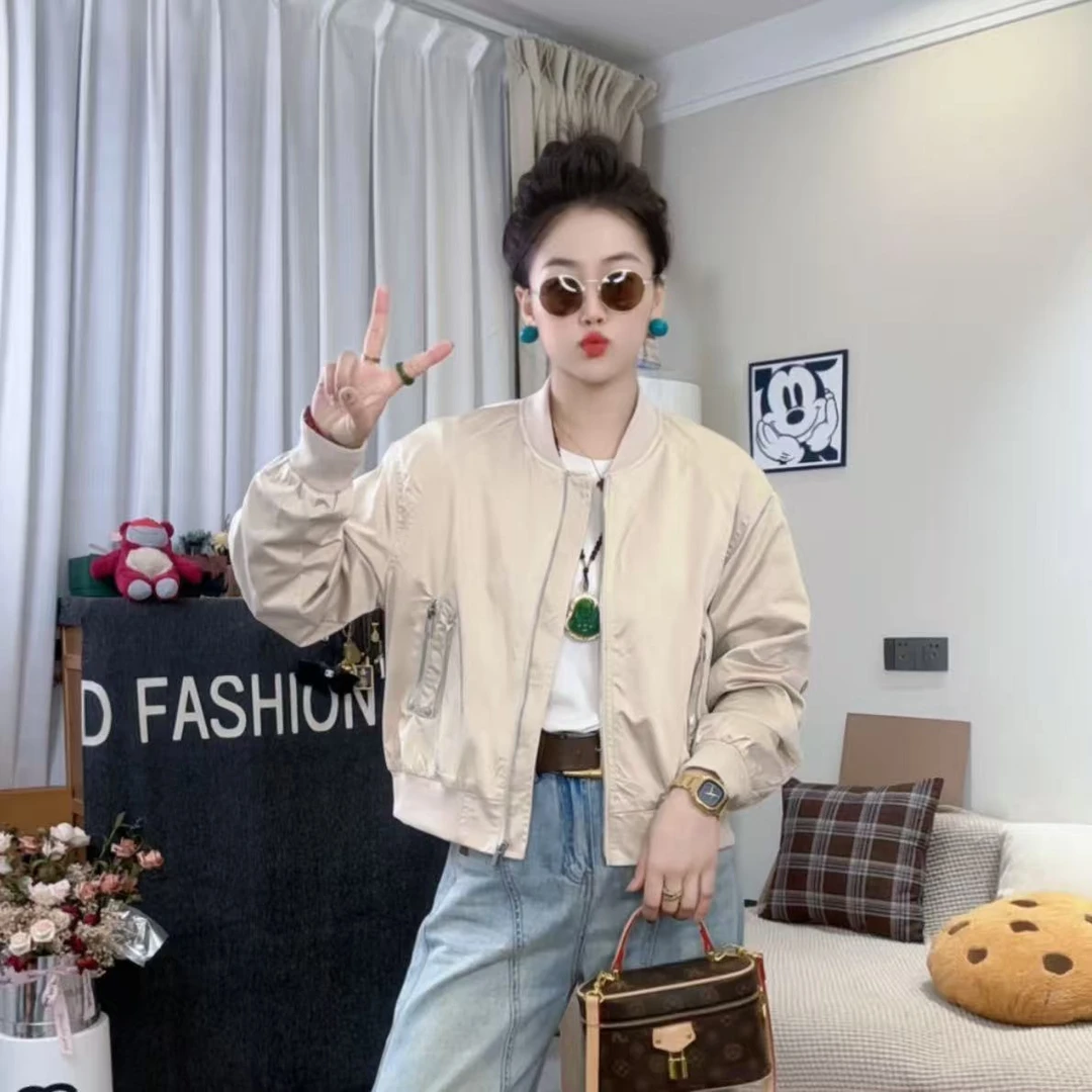 纯色立领短款棒球服外套女秋季新款小个子休闲显瘦简约夹克上衣潮