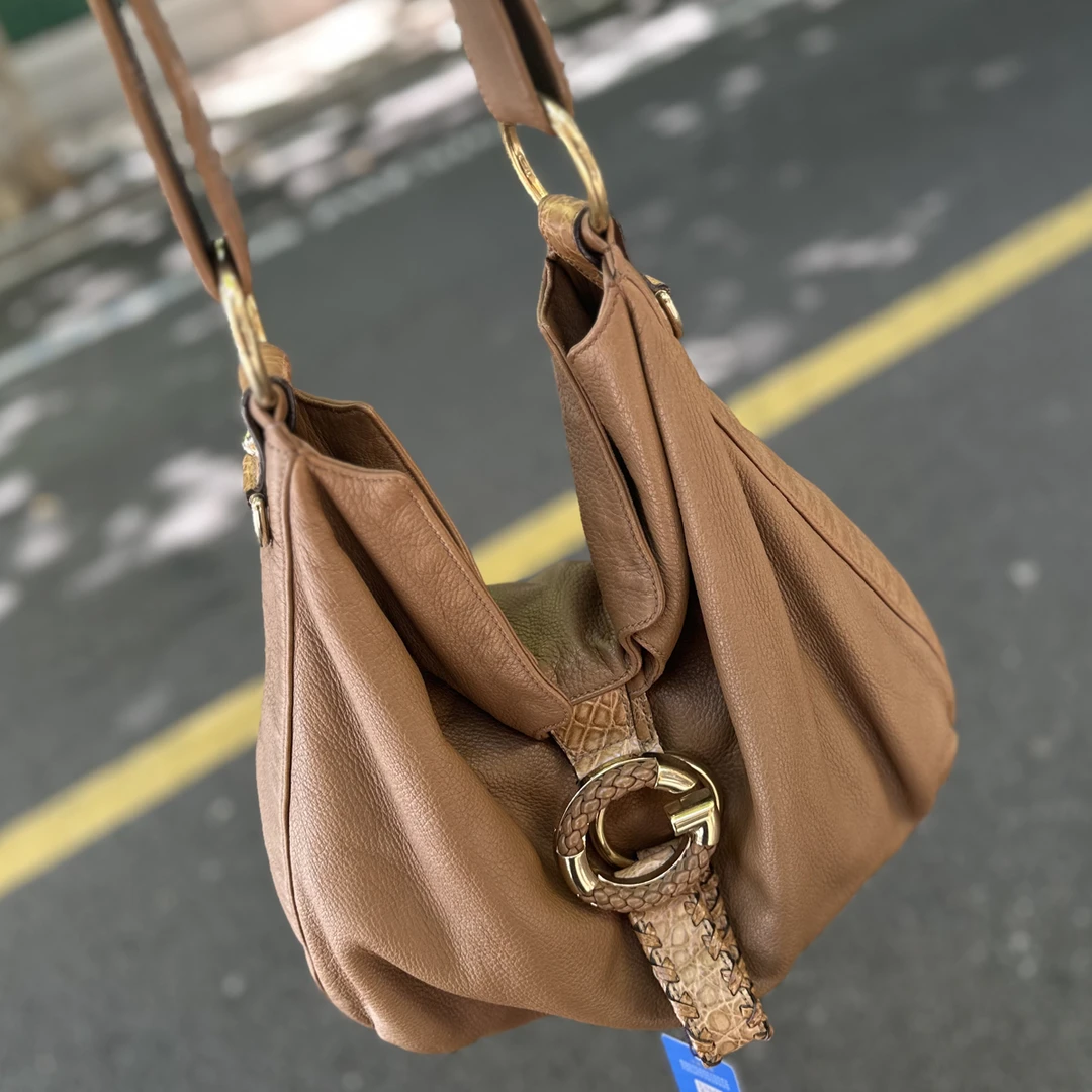 95新 GUCCI/古驰 Gucci 怪怪 棕色大logo单肩包