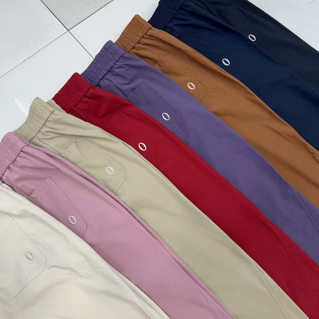 2796新款网纹格料时尚百搭松紧腰高腰休闲裤W