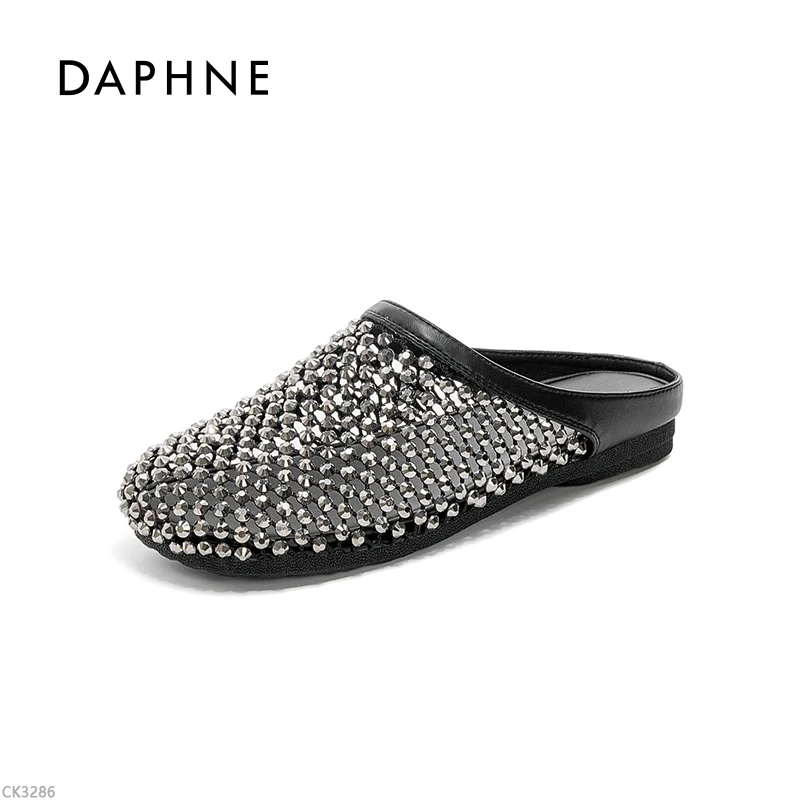 达芙妮2025新款百搭舒适轻职风韩版休闲包头拖方头软底春夏透气LL