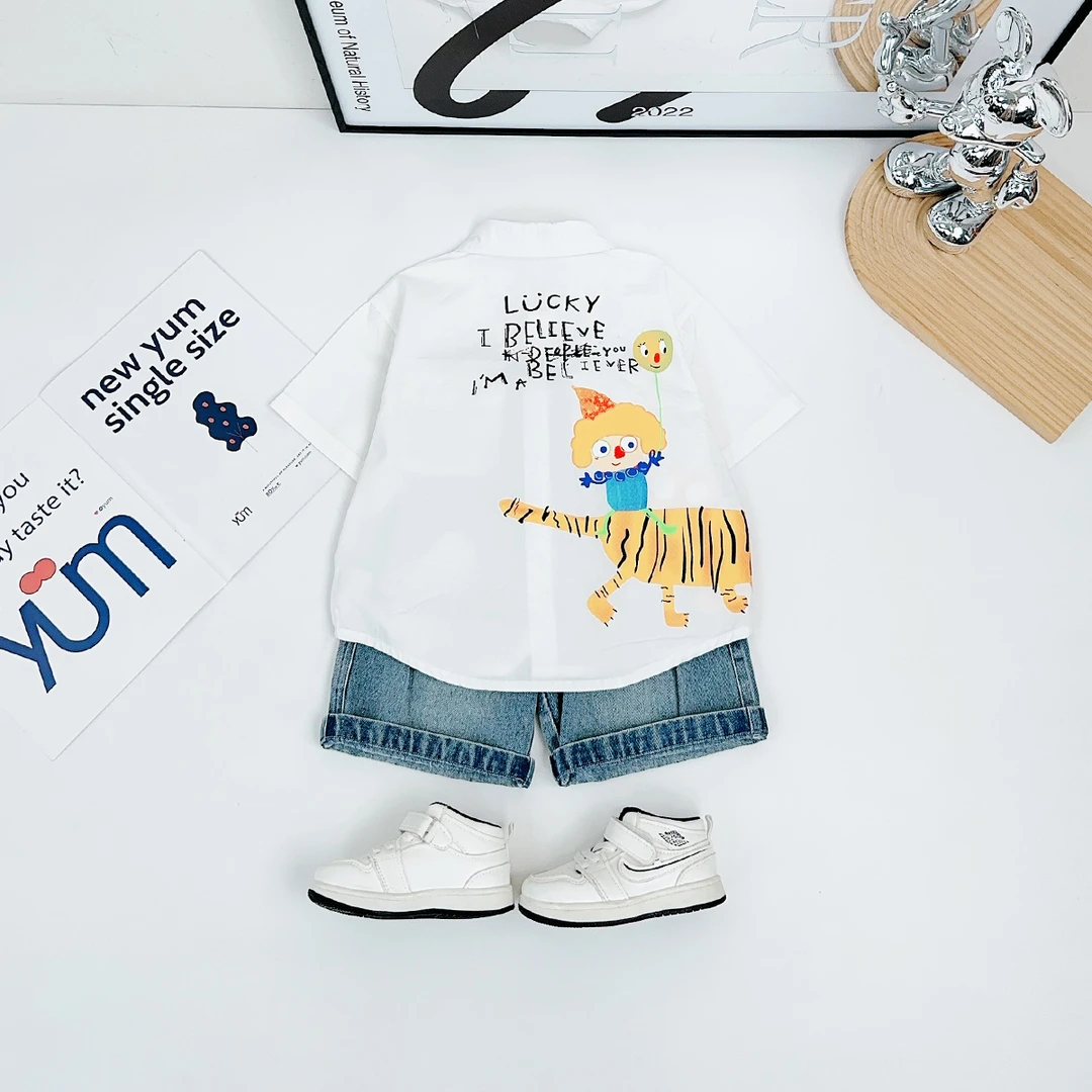 男童短袖衬衫2025新款夏季儿童衬衣洋气宝宝 AC25051悠悠童话童装