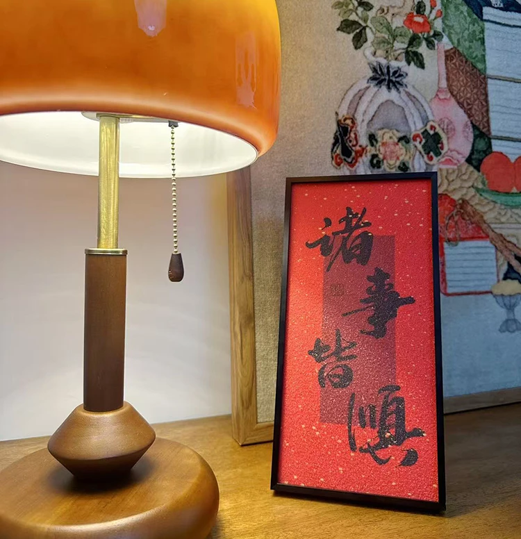 喜庆诸事皆顺砂岩装饰画高级艺术极简客厅电视柜入户玄关桌面摆件