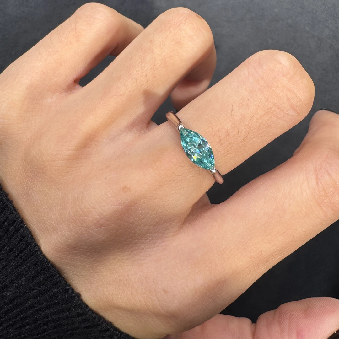 925银奢华轻奢气质帕拉伊巴马尔代夫蓝绿色调开口戒147