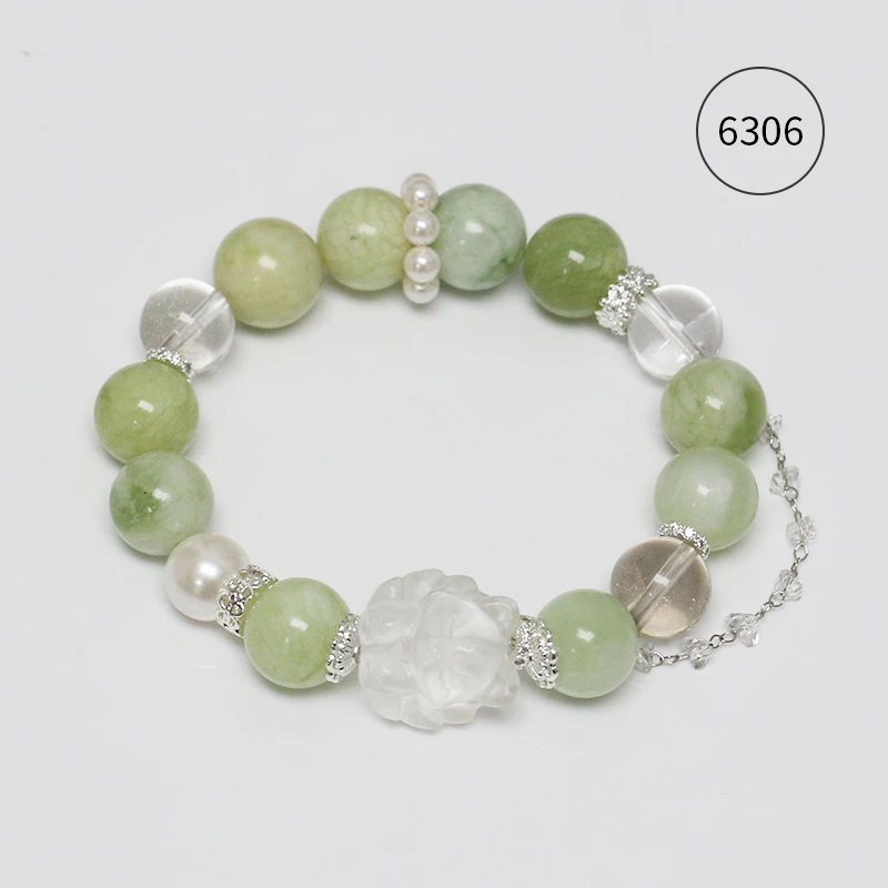 瑟可 铜合金手链 绿色青提奶盖天然手链春日显白高级百搭少女2776