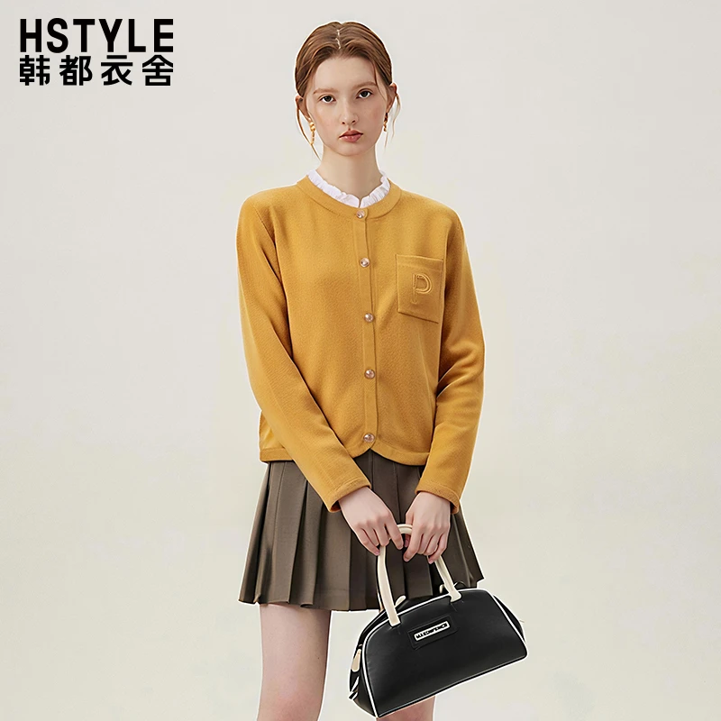 韩都衣舍甜美可爱休闲百搭时尚木耳花边刺绣字母口袋外套早秋新款