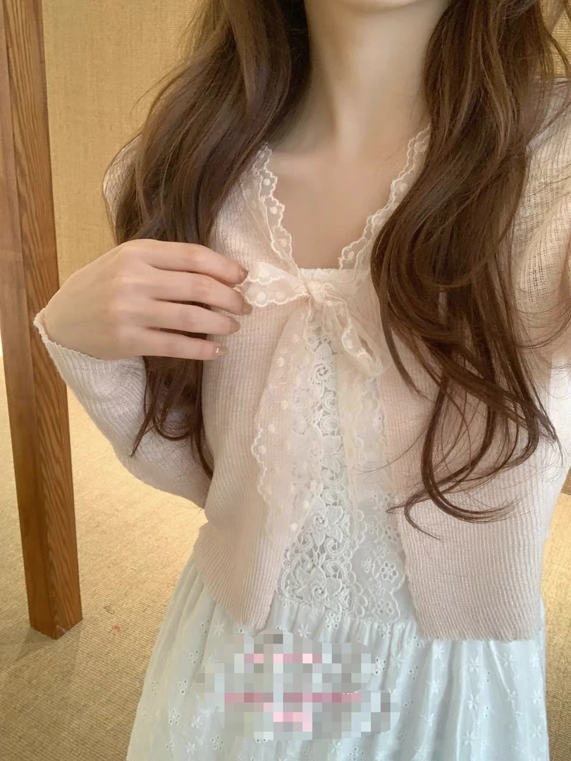 敏敏推荐【小开衫】搭吊带裙抹胸背心 防晒波点小衫针织开衫 5250