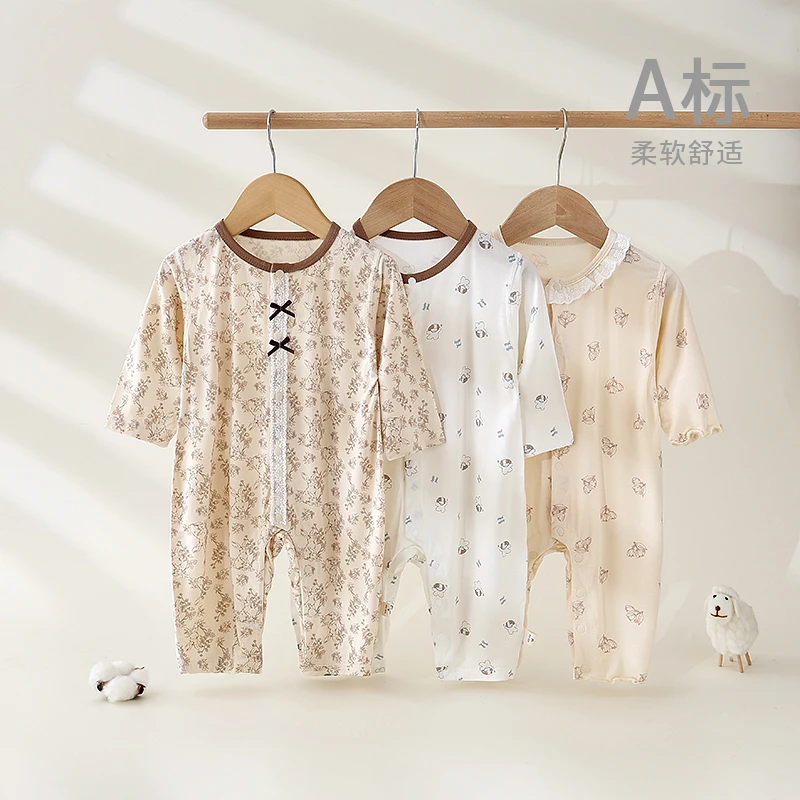 【萌】连体衣女宝宝衣服春装超洋气可爱婴幼儿甜美碎花爬服春夏款