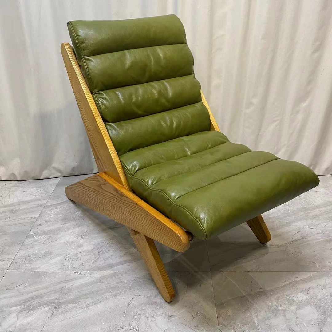 BORCH/博瑞奇头层牛皮真皮橄榄绿分段式休闲椅（09542）