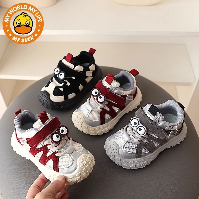 MYDUCK小黄鸭女童学步鞋2025春秋新款中小男童防滑软底韩版运动鞋