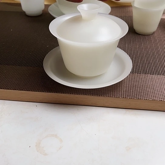 瓷片高档皙白玉瓷素烧精品盖碗130cc