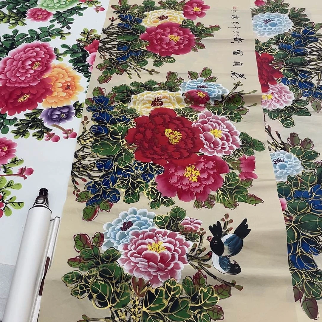 国画国画作品书法作品原稿小六尺横幅仿古喜鹊水晶